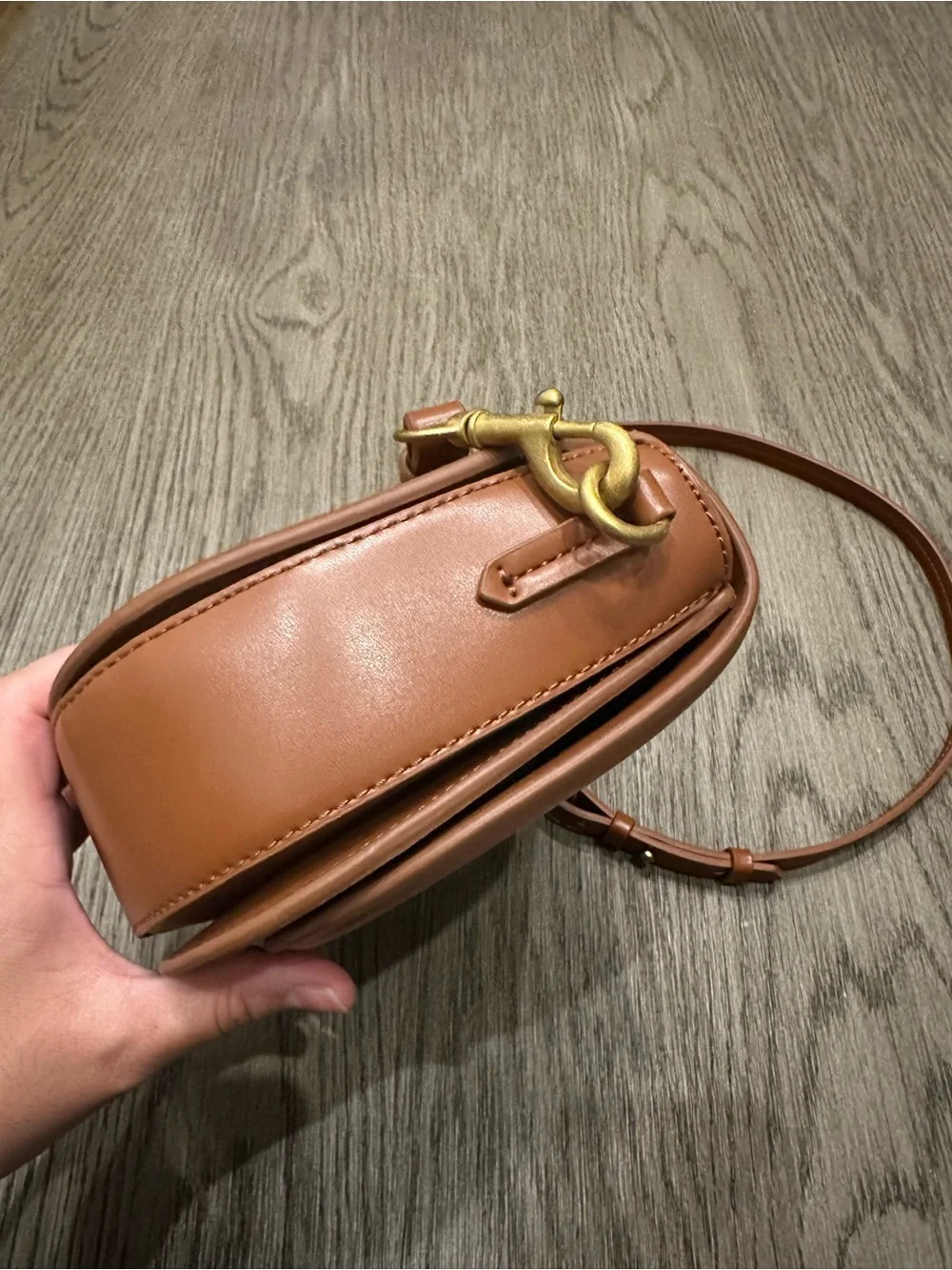 Zara Tan Saddle-Style Leather Crossbody